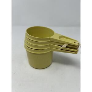 Vintage Tupperware Yellow Nesting Set Of 4 Measuring Cups 1C, 3/4C, 2/3C, 1/2C